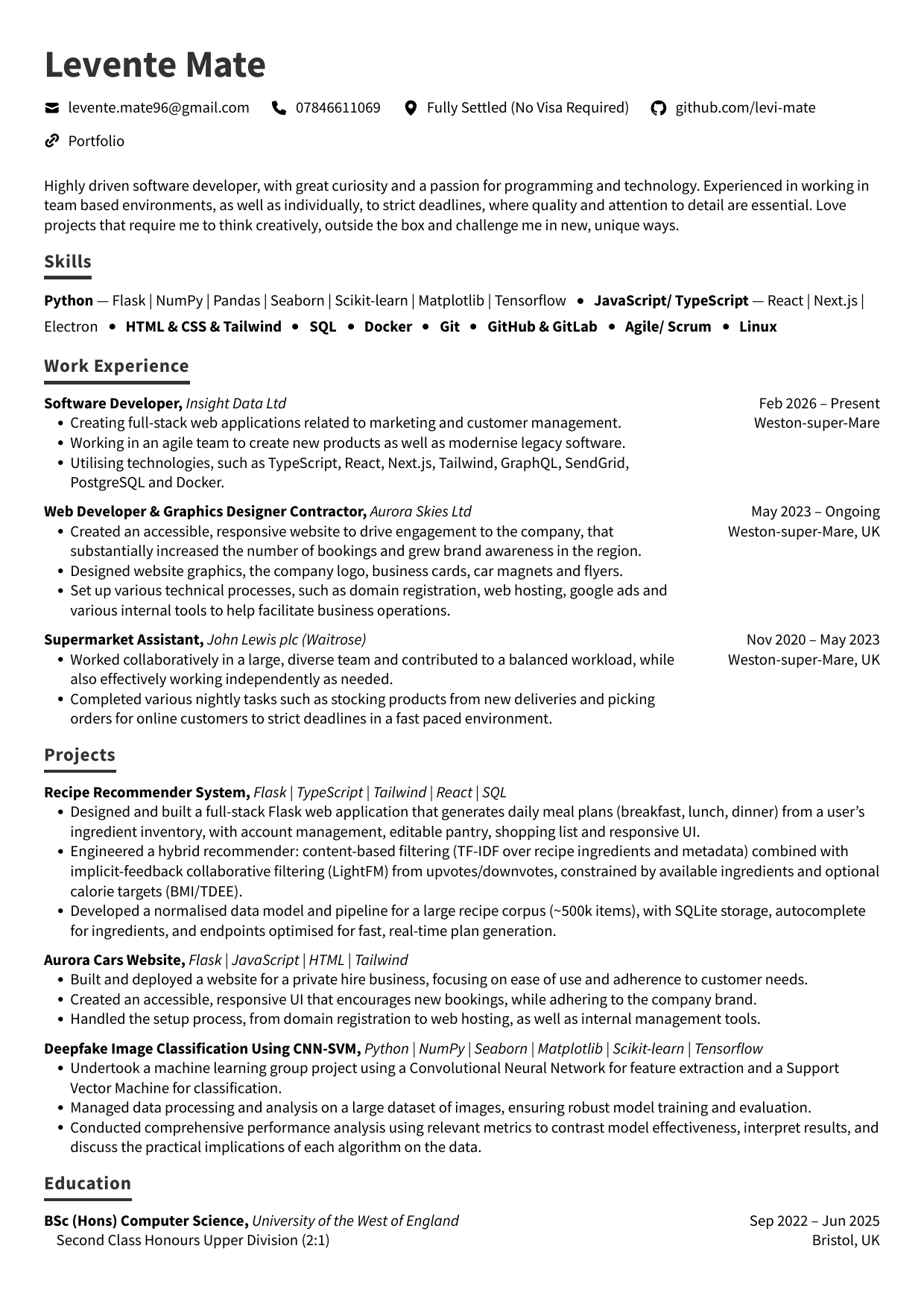 Preview of Levente Mate CV